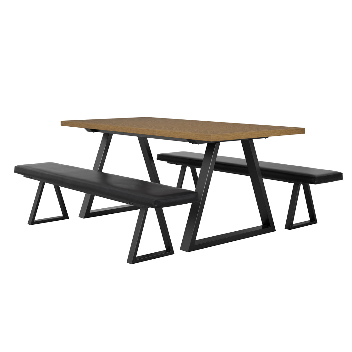 Hyde Black & Dark Whiskey Wood Herringbone Dining Table | 8 Seater